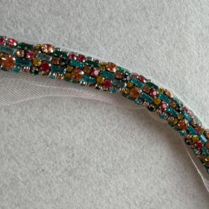 kaleidoscope mosaic narrow multi color baguette & chaton rhinestone trim
