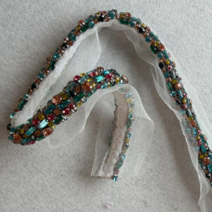 kaleidoscope mosaic narrow multi color baguette & chaton rhinestone trim
