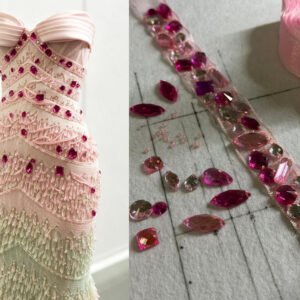 pink crystal beaded trim for bridal & couture embellishment
