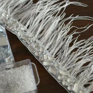 platinum mirror crystal hand beaded trim for royal bridal gowns