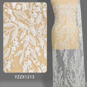 yzzx1213 | organic cascading leaf & vine lace fabric