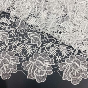 classic floral embroidered guipure lace fabric with scalloped edge – hz023