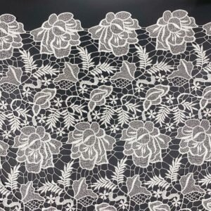 classic floral embroidered guipure lace fabric with scalloped edge – hz023