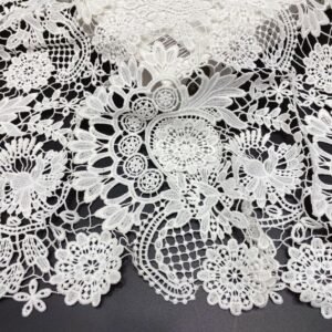 intricate radial floral guipure chemical lace fabric – ls1090