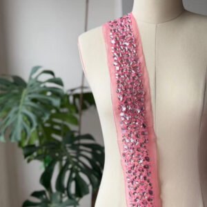 hand sewn acrylic rhinestone applique fabric ss001