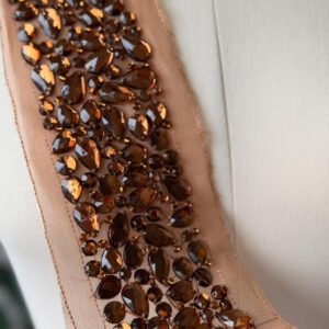 hand sewn acrylic rhinestone applique fabric ss001