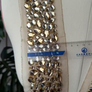 hand sewn champagne acrylic rhinestone applique fabric ss001 champagne