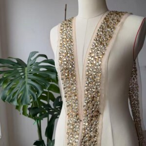hand sewn champagne acrylic rhinestone applique fabric ss001 champagne