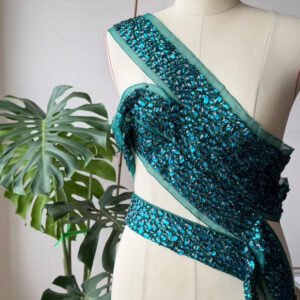 hand sewn acrylic rhinestone applique fabric ss001 dark green