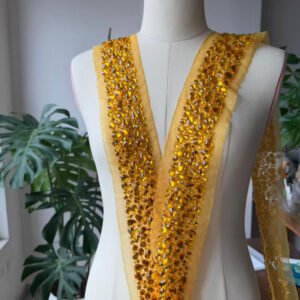 hand sewn acrylic rhinestone applique fabric ss001
