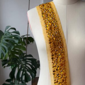 hand sewn acrylic rhinestone applique fabric ss001