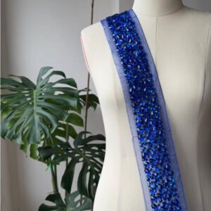 hand sewn acrylic rhinestone applique fabric ss001