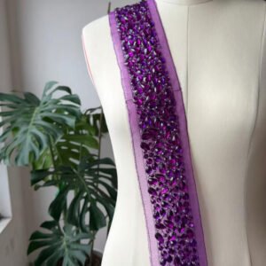 hand sewn acrylic rhinestone applique fabric ss001