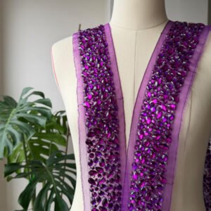 hand sewn acrylic rhinestone applique fabric ss001