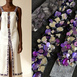 mystic amethyst geometric crystal & sequin mesh trim